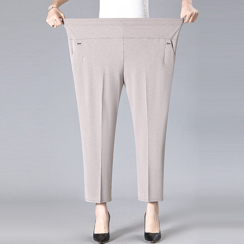 Pantaloni da donna di mezza età 2023 nuova estate sottile a vita alta pantaloni dritti larghi elastici pantaloni Casual femminili 5XL 6XL 7XL 8XL