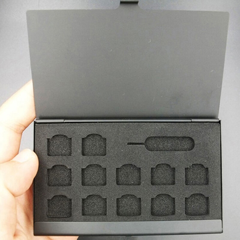 12-Slots-NANO + 1-Slot-Card-Pin-aluminiowe przenośne karty SIM Micro Pin karty SIM Nano pudełko na karty pamięci ochraniacz na drążek skrzyni biegów