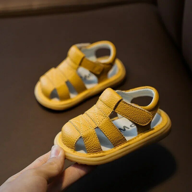Niemowlęta dziewczynki chłopięce sandały letnie antykolizyjne buty dla małego dziecka miękkie dno dziecięce oryginalne skórzane buty dziecięce sandały plażowe