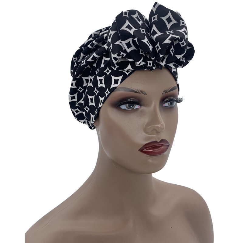 African Head Wraps Elegant Retro Turban for Women Muslim Headscarf Cap Soild Color Ladies Beanies Caps Muslim Headpiece