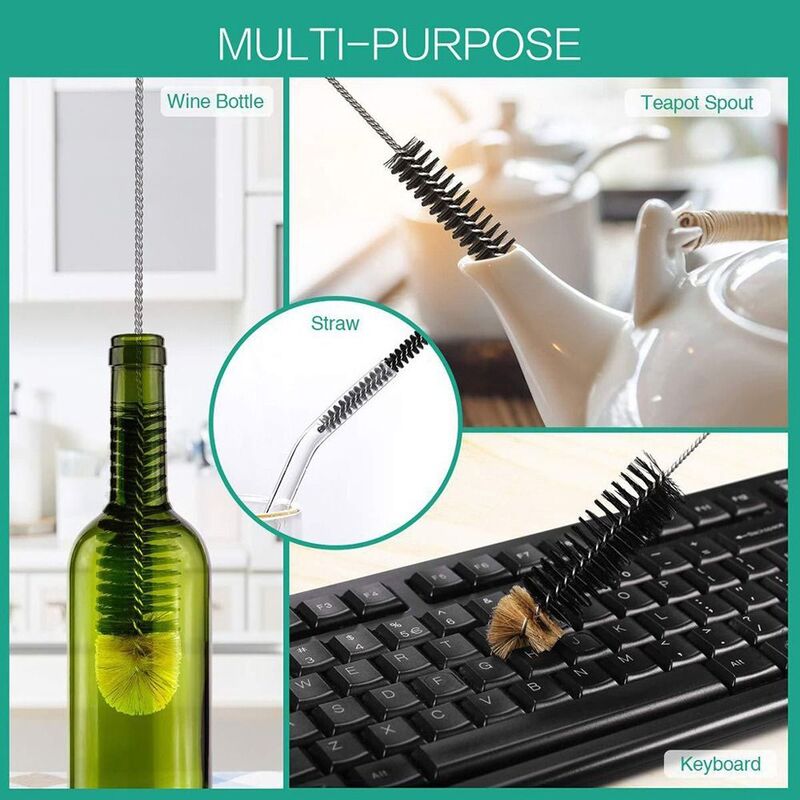 Suspensible Useful Long Handle Nylon Plastic Food Grade Milk Bottle Brush Cup Scrubber Cleaning Tool Glass Cleaner