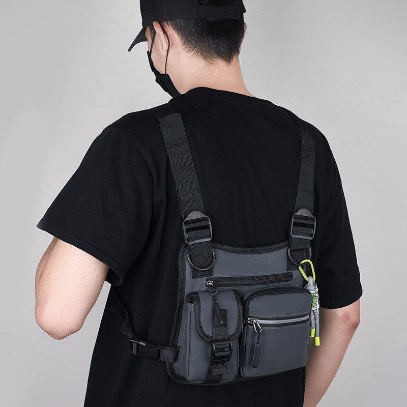 Impermeável Oxford Unisex Peito Bolsas com Pingente, colete tático multifuncional, Hip Hop Streetwear, Rig Bag, alta qualidade, 2022