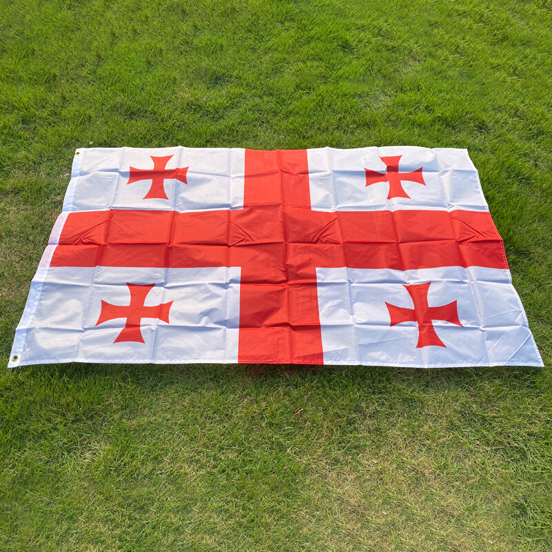 送料無料グルジアの旗90*150センチメートルジョージアポリエステルハンギングflagとbannes 2両面から印刷ホームフラグ