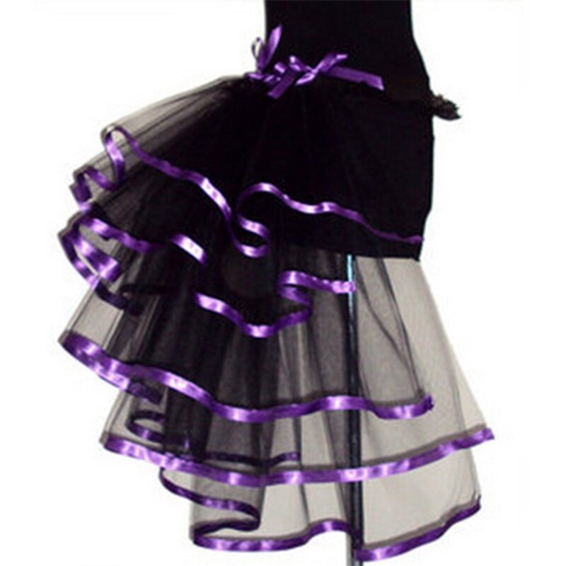 Ribbon Layered Tulle Skirt Ruffle Tiered Long Tail Bubble Skirts Underskirt N7YD