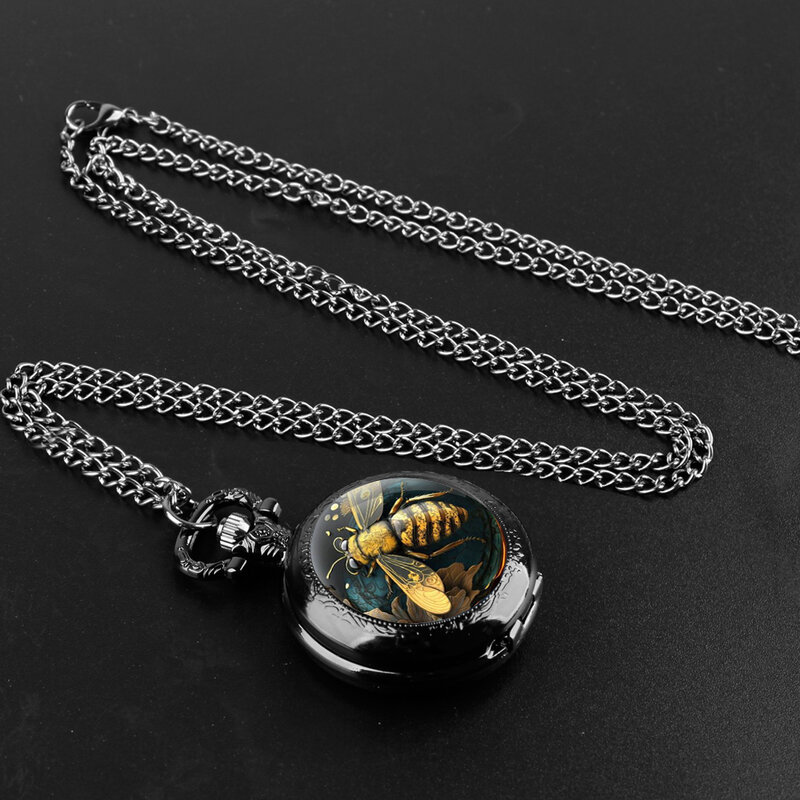 Vintage Taschenuhr kreative Honig schwarz Quarz Taschenuhr Anhänger Kette Uhr Anhänger Halskette Uhr für Männer Frauen Geschenk