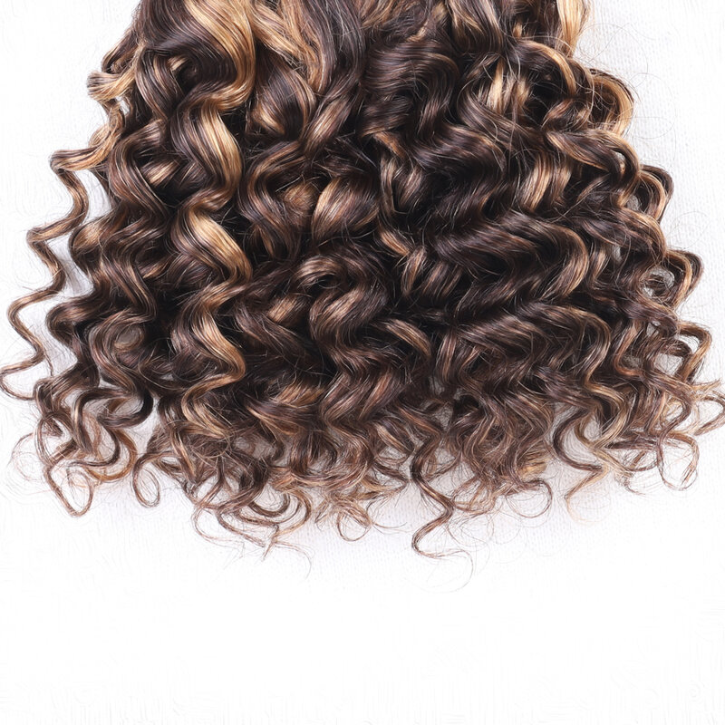 Mechones de cabello humano brasileño elegante, extensiones de cabello Remy rizado, 3 piezas, P4/27