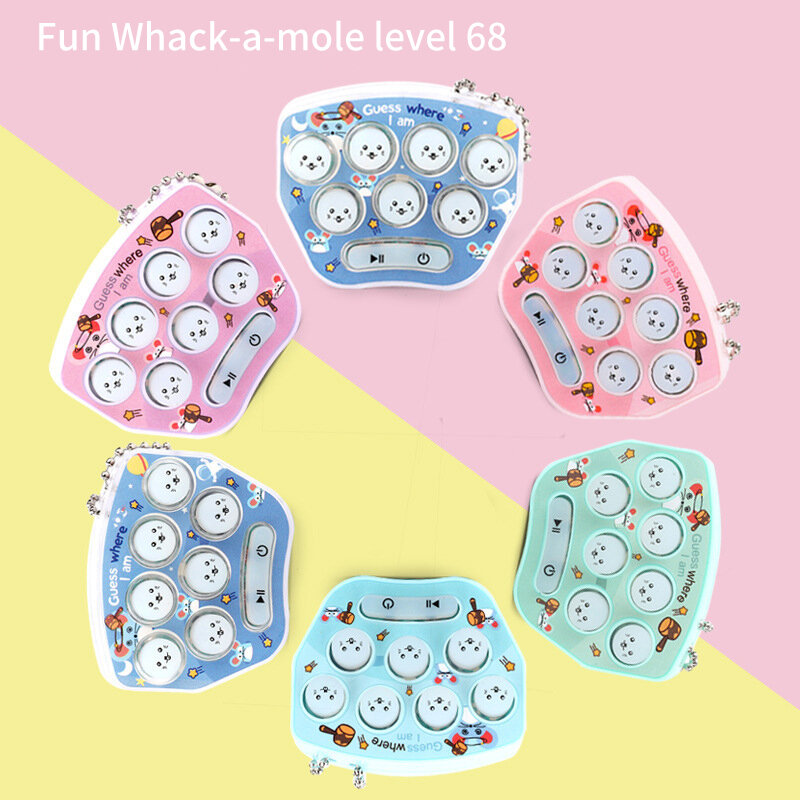 Mini Whack-A-Mole Game Console com chaveiro para crianças, brinquedo bonito dos desenhos animados pai-filho para adultos