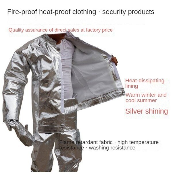 Traje aluminizado resistente a la radiación térmica de 1000 grados, Ropa ignífuga, uniforme de bombero, alta calidad