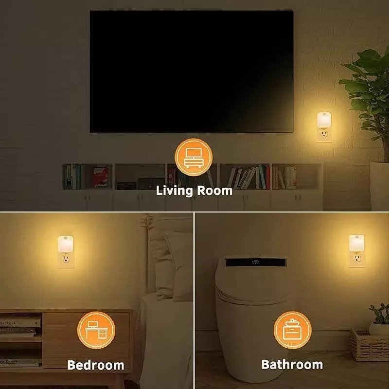ไฟเซ็นเซอร์ LED ตรวจจับการเคลื่อนไหวตอนกลางคืนแบบปลั๊กเสียบหรี่แสงได้สำหรับตู้ไฟห้องนอนเด็กข้างเตียงไฟ lampu tidur ไร้สาย