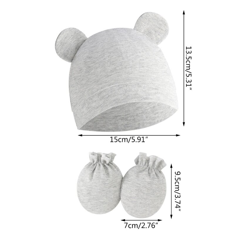 2pcs/Set Newborn Baby Hat Anti Scratch Gloves Hands Protective Cover Anti-grab Newborn Mittens and Warm Beanies Caps
