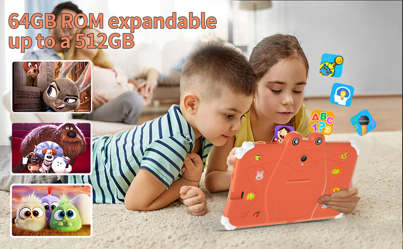 子供向け12幼児用タブレット,wifi付きタブレット,4 GB RAM, 64 GB rom,子供用ソフトウェアがインストールされたゲーム,7インチ,最新バージョン2024