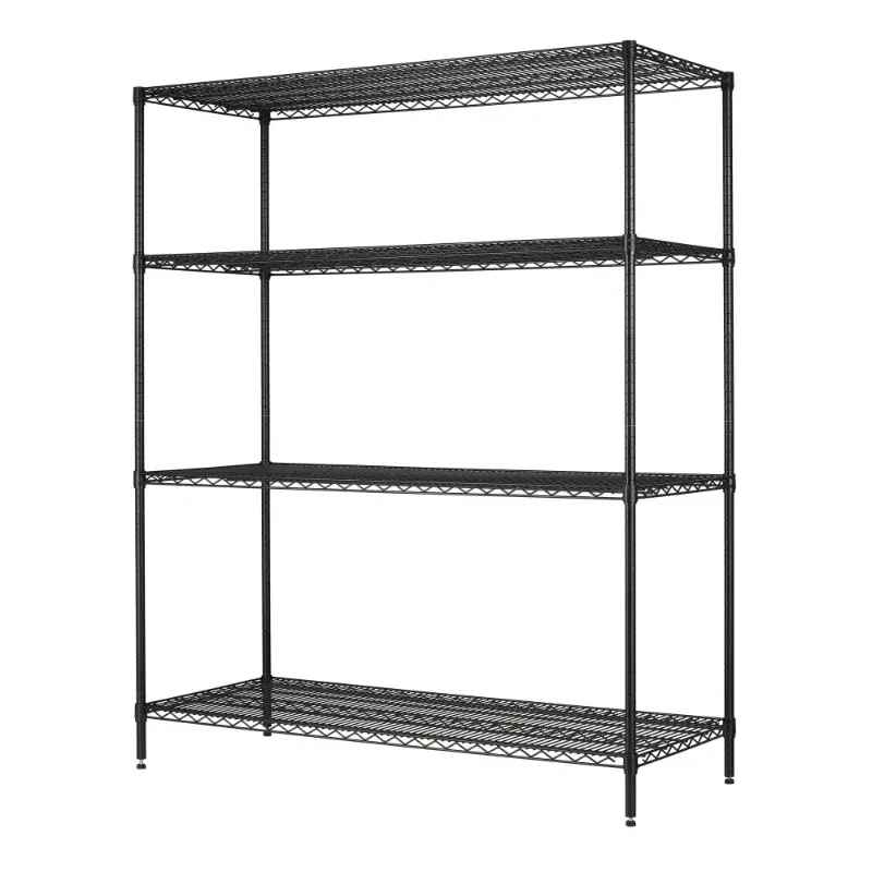 Hyper Tough 24"Dx60"Wx72"H 4 Shelf Commercial Wire Shelving Black Steel Each Capacity 1000 Lbs  Tool Organizer