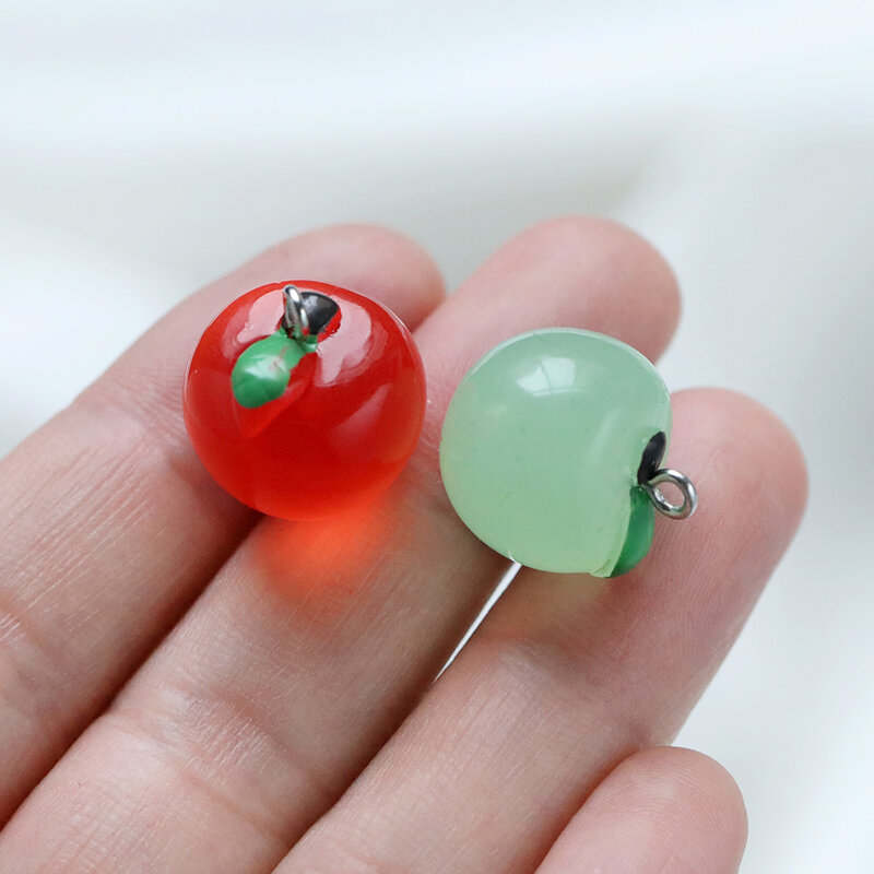 10Pcs Fashion Fruit Jelly Color pendenti ciondolo in resina di mela per gioielli fai da te che fanno orecchini collana portachiavi Charms forniture