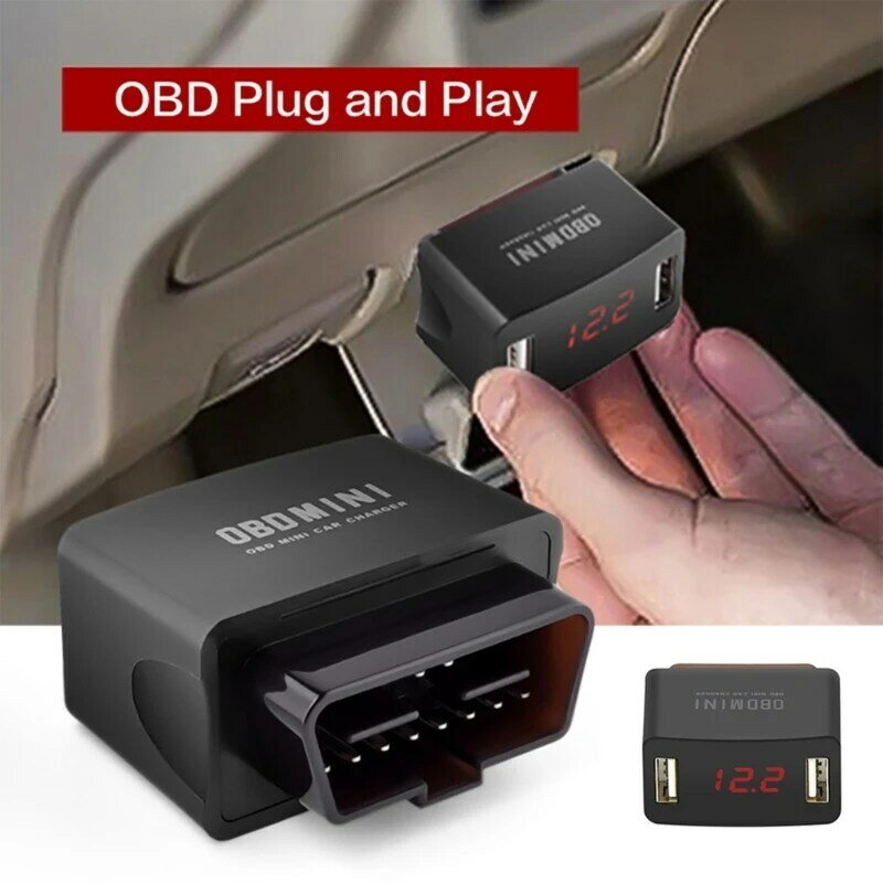 U90c carro obd carregador com monitoramento de tensão carregador obd2 adequado para 12v/24v modelos dupla saída interface usb carregamento rápido