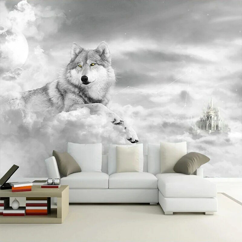 CUSTOM 3D วอลล์เปเปอร์ภาพจิตรกรรมฝาผนังภาพจิตรกรรมฝาผนังห้องนั่งเล่นห้องนอนร้านอาหารผนังตกแต่งหมาป่า Photo Wall กระดาษภาพวาด