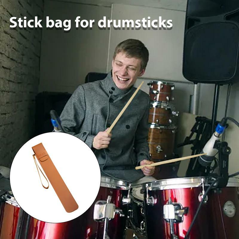 Bolsa para baquetas de PU, soporte para palillos de tambor, funda para baquetas, bolso de mano elegante, protección para tambor