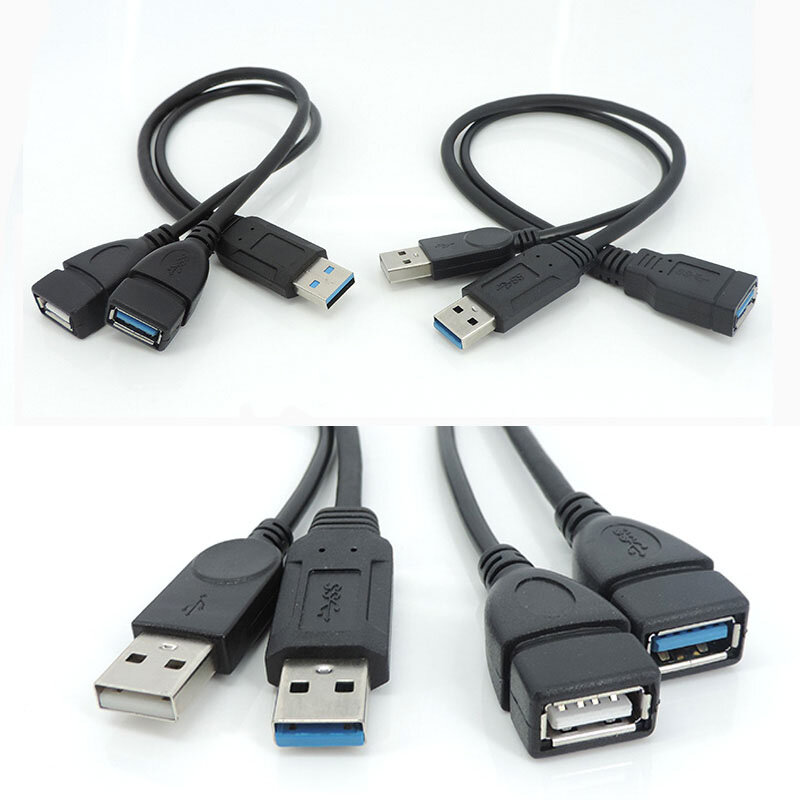USB 3.0 2.0 수-듀얼 USB 3.0 수-암 잭 스플리터, 2 포트 USB 허브 데이터 케이블 어댑터 코드, 노트북 컴퓨터용 L1