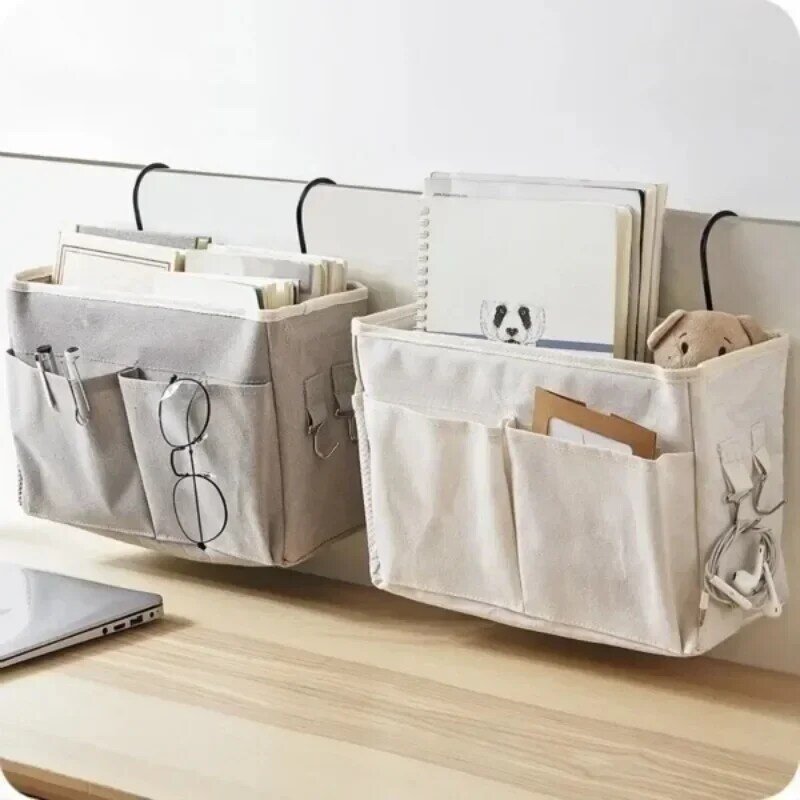 Nuovo cestino portaoggetti portatile organizzatore appeso portapenne porta libri borsa dormitorio con gancio tasca per letto accessori per scrivania da ufficio