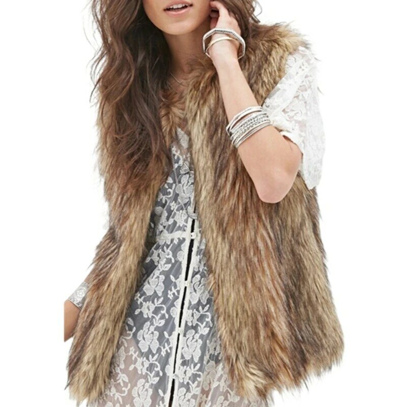 패션 가짜 모피 조끼 가을, 겨울 양복 조끼 경량 민소매 조끼 자켓 여성용 아웃웨어 소녀 선물 Dropship