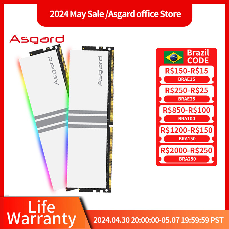 Asgard memoria DDR4 RAM PC 8GBx2 3200MHz 3600MHz RGB RAM Polar White Overclocking Performance para escritorio