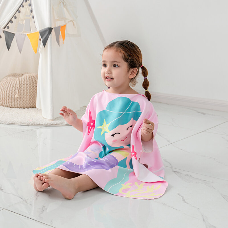 2022 детская Песочная накидка для девочек с рисунком Русалочки, пляжная одежда для купания, солнцезащитный экран с защитой от ультрафиолета, оборудование для ванной комнаты