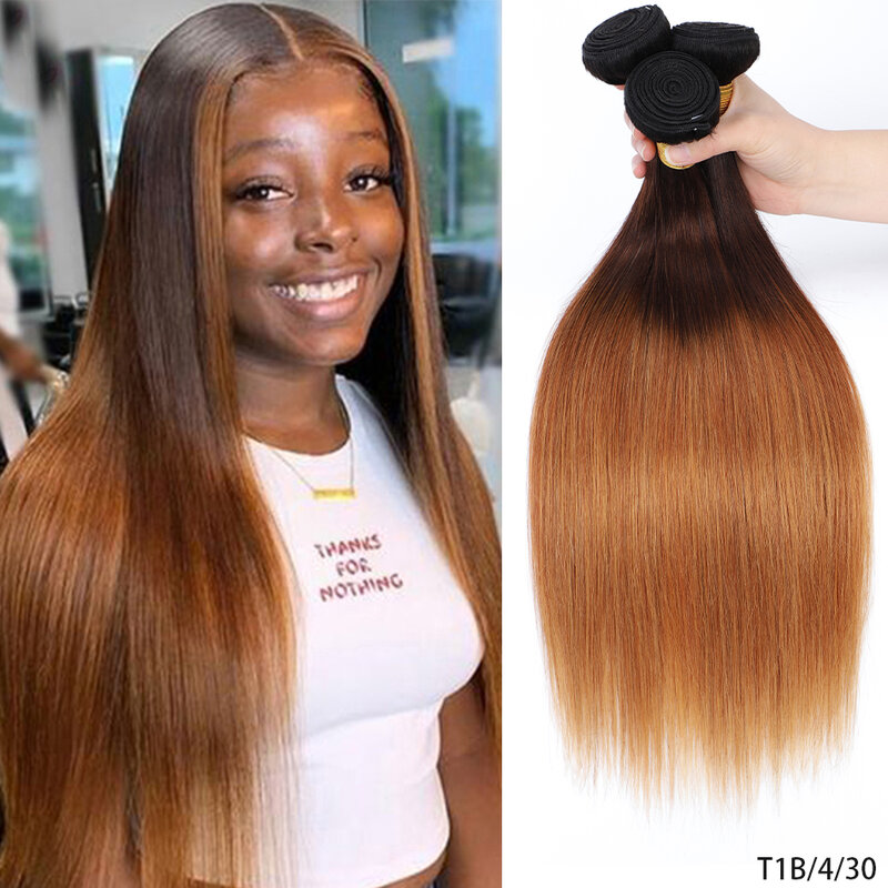 DreamDiana 100% Brazilian Silky Straight 3 Bundles Ombre Blond Remy Bone Straight Hair Bundles 9A Colored Human Hair Extensions