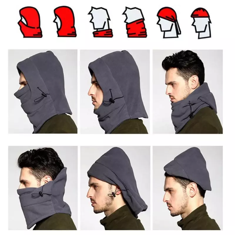Cappello invernale in pile polare passamontagna in lana da uomo caldo protezione per il viso collo cappuccio caldo cappello tattico sportivo militare sciarpa