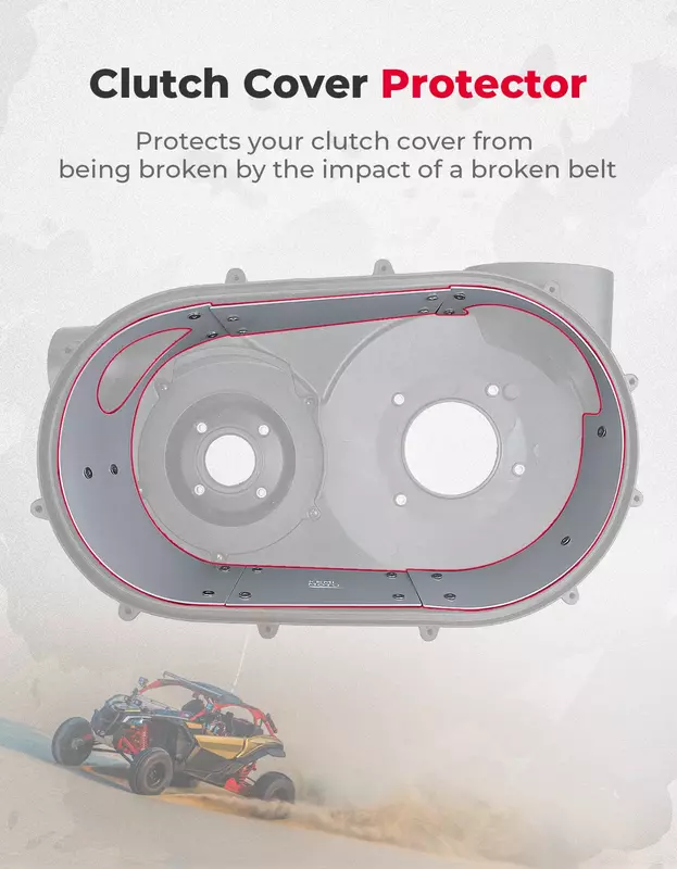 KEMIMOTO-Inner Clutch Cover Guard, Drive Shield Protector, Cinto de Aço Inoxidável, Can-Am Maverick X3 Max Silver UTV 4x4 2/4 Door, Protector