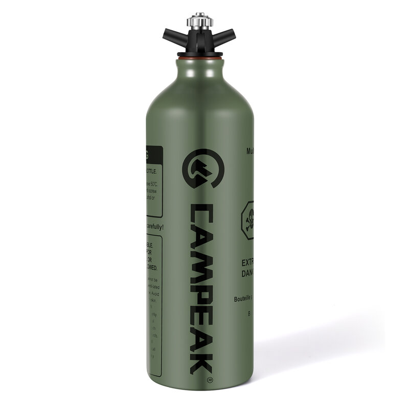 CAMPEAK botella de combustible líquido portátil, almacenamiento de repuesto de Alcohol de queroseno de gasolina de aluminio, lata de 0,5 l/1L