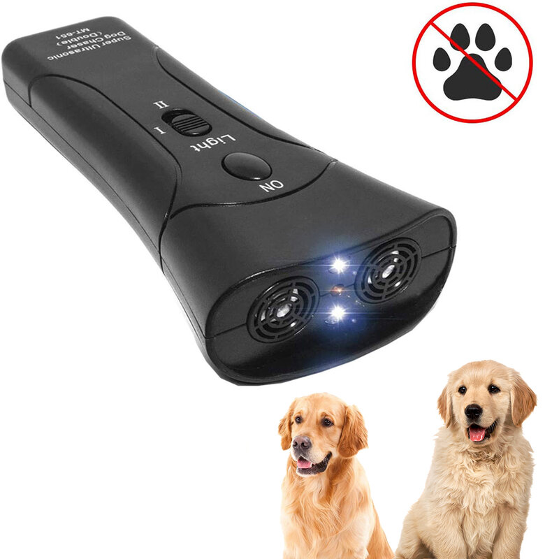 Repelente ultrasónico para perros, dispositivo de entrenamiento antiladridos, LED, sin batería