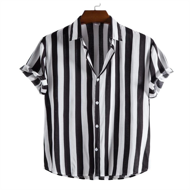 2024 Heren Overhemd Met Knoopsluiting Shirt Zomer Shirt 8 Kleuren Korte Mouw Gestreepte Revers Kleding Mode Hawaii Casual Strand 5xl