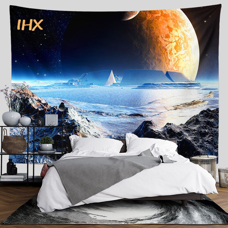 행성 태피스트리 벽걸이 히피 방 장식, 사이키델릭 은하계 우주 천 벽 태피스트리, 미적 침실 장식, 홈