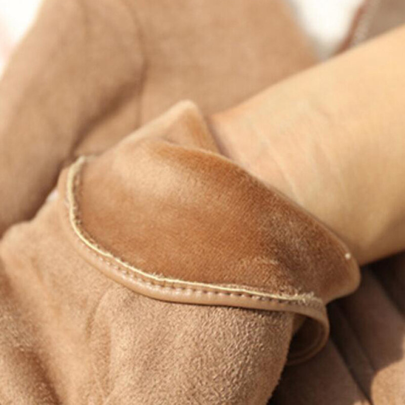 Nieuwe Herfst Winter Vrouwen Suède Warm Houden Touch Screen Niet Opgeblazen Lekkende Vingers Clamshell Fietsen Mode Elegante Handschoenen
