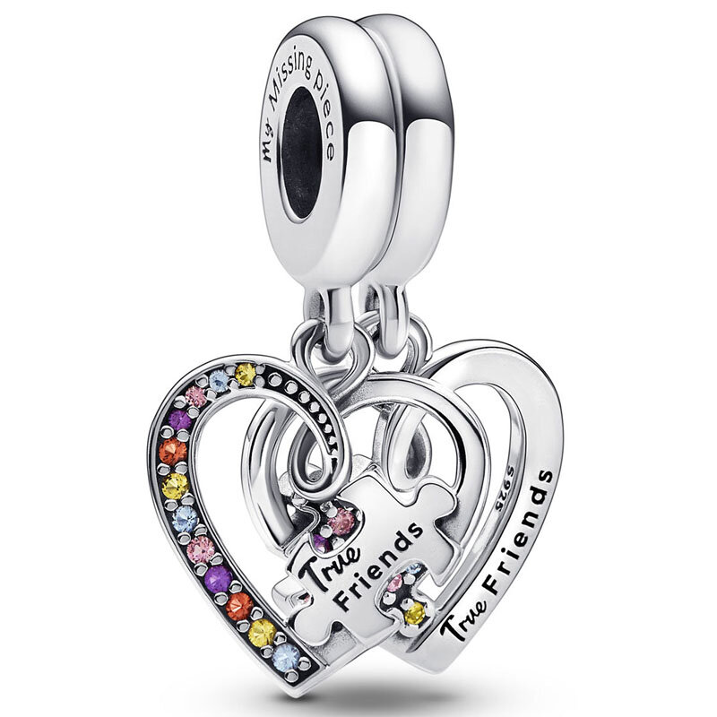 925 Sterling Silver Charm Beads, Corações Estrela Cadente, Círculos Assinatura, Trevo, Peça Amizade, Fits Fashion Bracelet, Jóias DIY