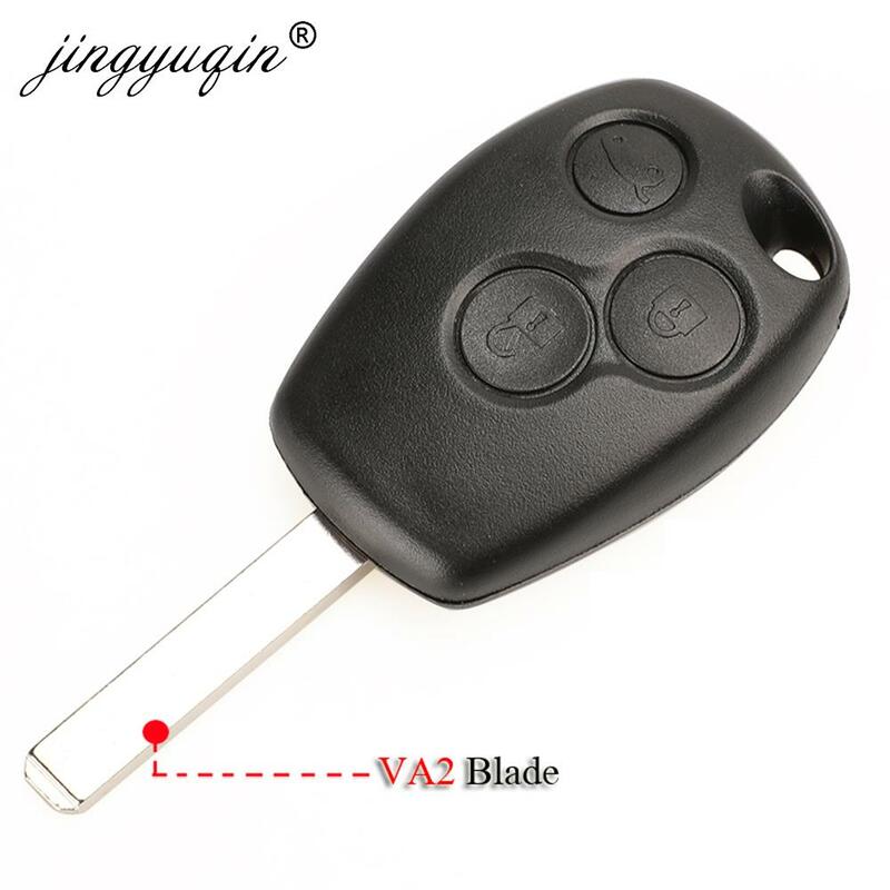 Jingyuqin 10 buah cangkang kunci VAC102 jarak jauh 3 tombol untuk Renault Duster Logan Fluence Clio Sandeo Master Vivaro Megane casing Fob