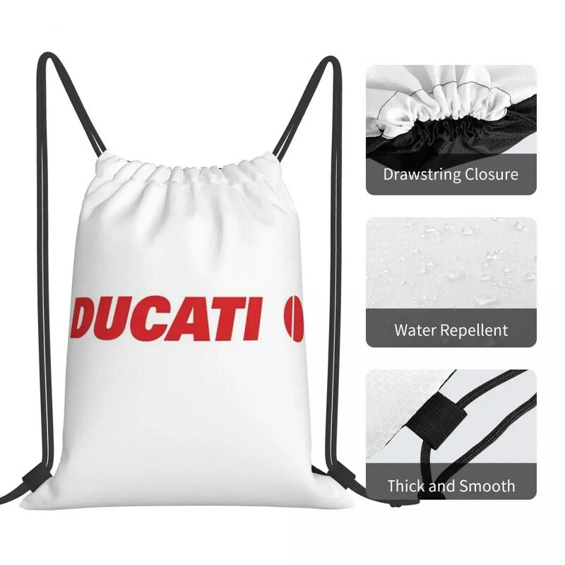 Red Circle Ducati Corse Backpacks Portable Drawstring Bags Drawstring Bundle Pocket Sports Bag Book Bags For Man Woman School