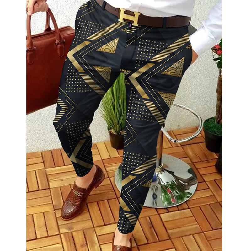 Pantalones de lápiz con estampado para hombre, traje informal de cintura media, moda urbana, 28 colores, primavera y otoño