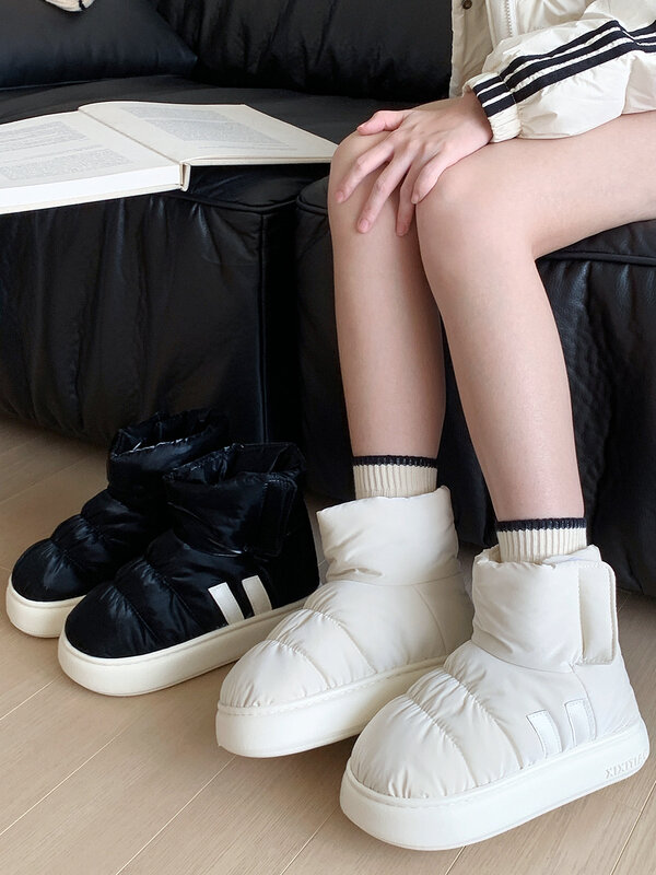 Зимние ботинки для женщин, парные утолщенные водонепроницаемые домашние ботинки из хлопчатобумажной ткани, Теплая мужская верхняя одежда, ботинки для дома