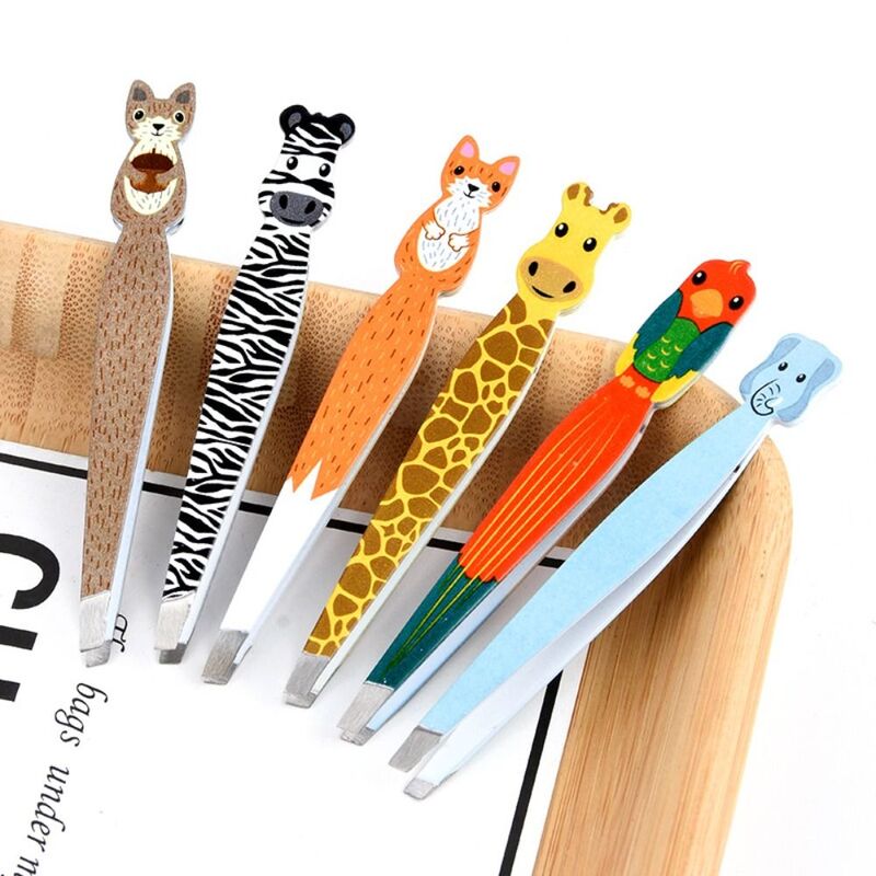스테인리스 스틸 눈썹 트위저 수염 클립 클램프, 귀여운 동물 모양 핀셋 속눈썹 집게, 제모 메이크업 도구, 1 개