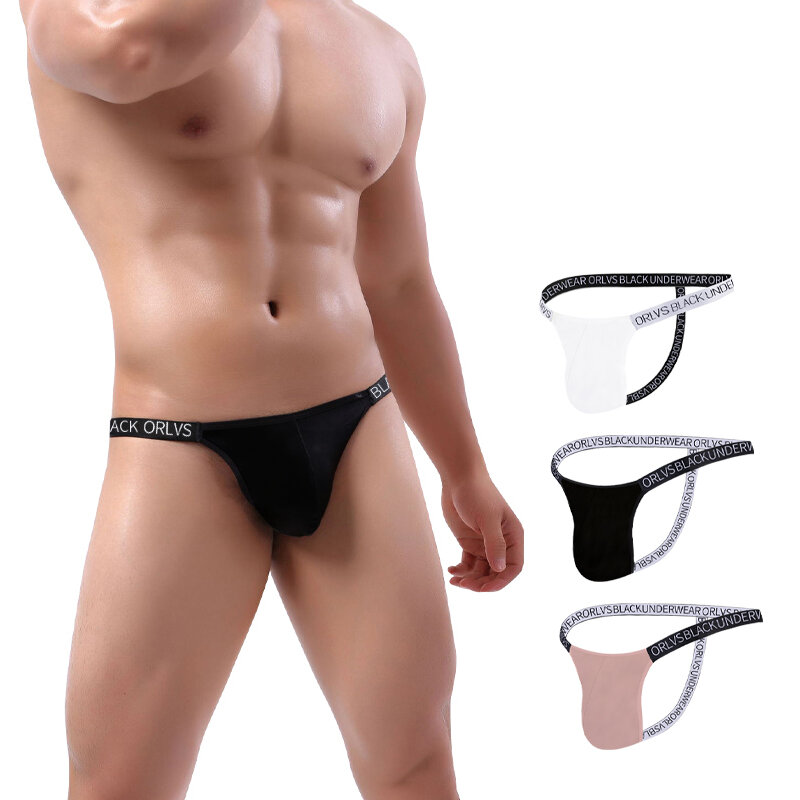 ORLVS-Bikini Sissy para hombre, suspensorio Sexy, ropa interior Gay, tangas modales, bolsa para pene, lencería de cintura baja