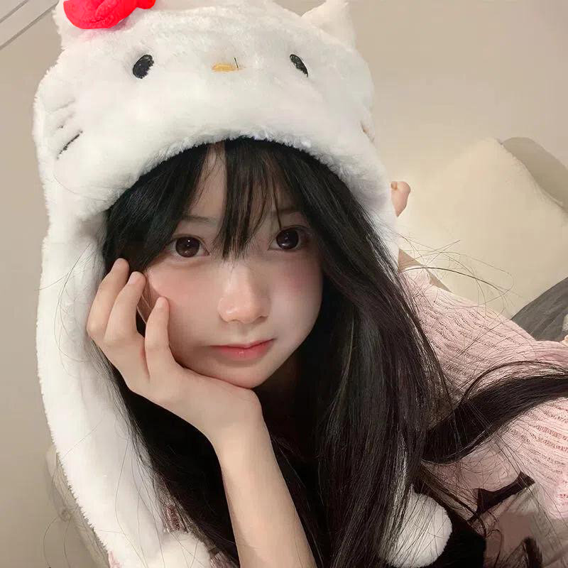 Rysunkowy kotek Pikachu pluszowe czapki urocza zimowa ciepła czapeczka zimowa czapka narciarska kostium Anime Kawaii krótka czapka dla dzieci dla dorosłych