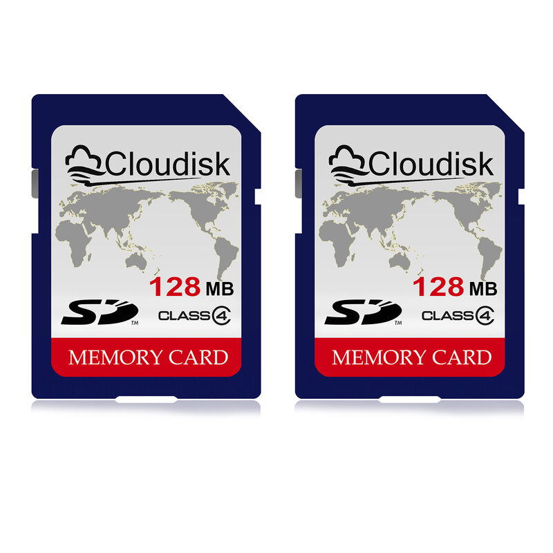 Clouddisk 카메라용 SD 카드, 세계 지도 모티프 클래스 4, 128MB 메모리 카드, 4GB, 2GB, 1GB, 2 개