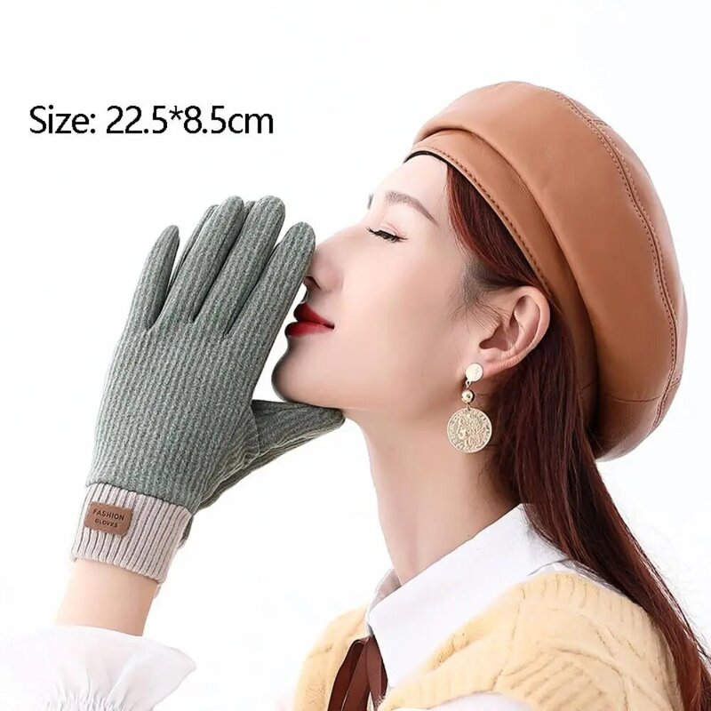 Touch Screen Warm Knitted Gloves Fashion Thickened Windproof Cold Proof Mittens Winter Full Finger Gloves Women