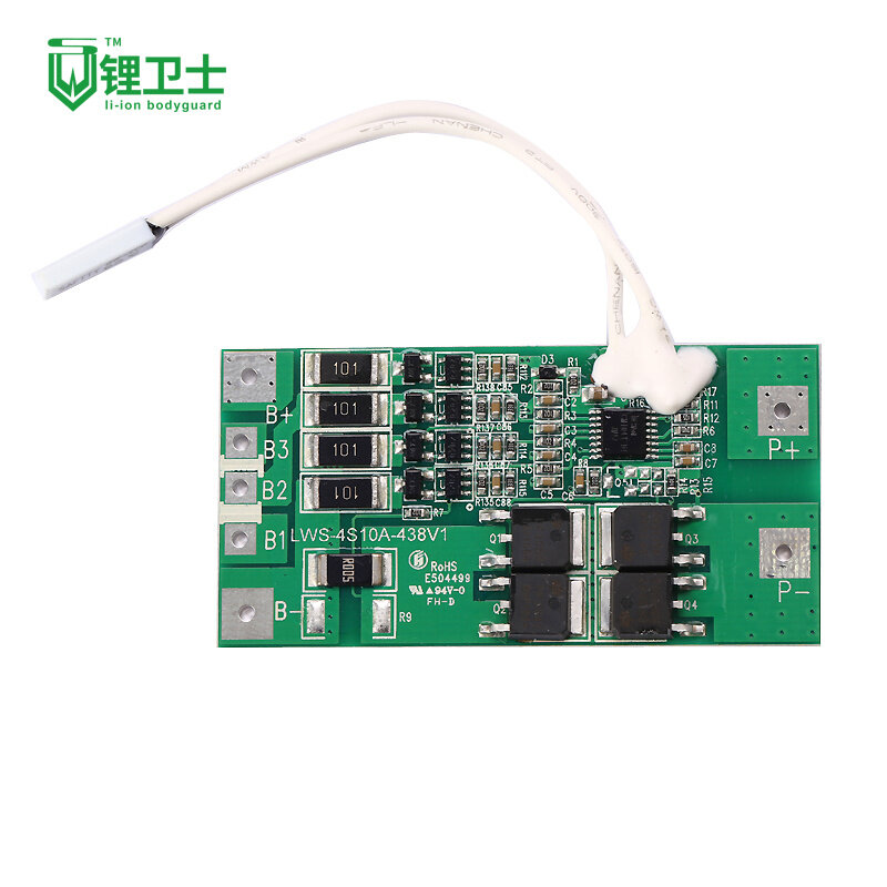 Waterproof 3S 4S 9V 12V 15V balanced bms 5A 6A 8A 10A li-ion BMS 14.8V LiFePO4 BMS With Temperature Protection