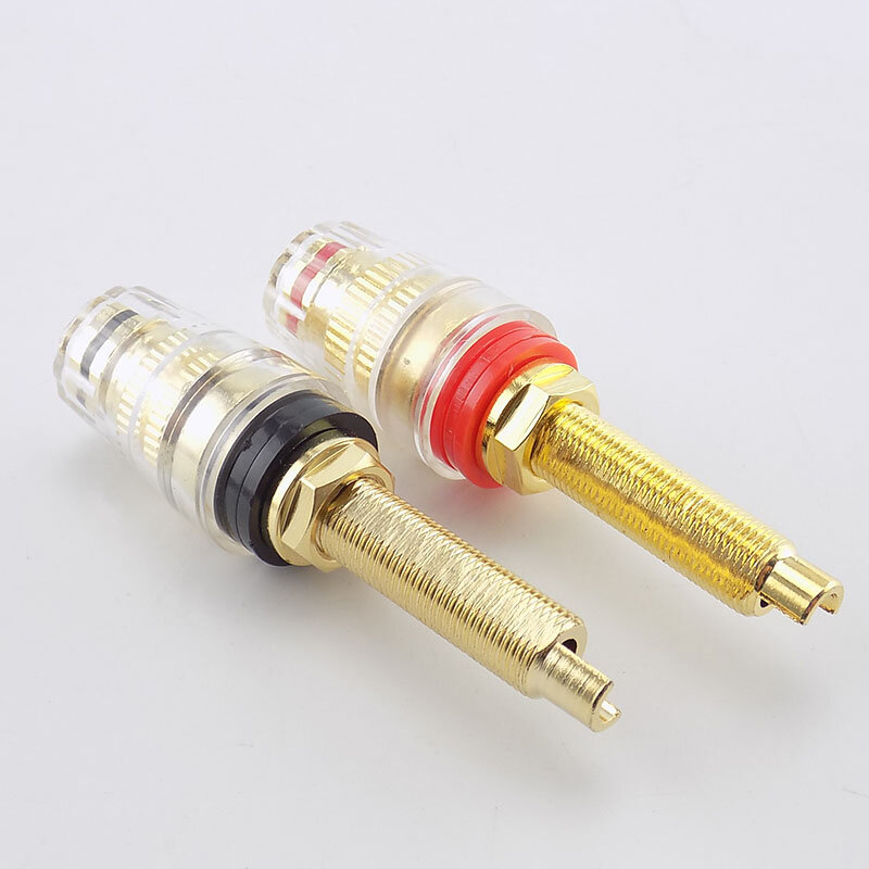 2pcs Brass Long Binding Post Connector Audio Speaker Amplifier Audio Adapter for 4mm Banana Plug Terminal Connectors H10