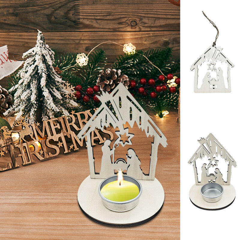 Natural Wooden Chip Christmas Tree Hanging Ornaments Jesus Advent Pendant Kids Gifts Xmas Decoration