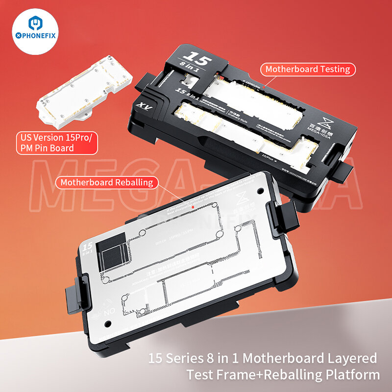 ISocket-8 em 1 Motherboard Layered Teste Fixture, 15P, 15PM, US Pin Board para iPhone 15 Series, Tin Reballing Repair, Test Frame