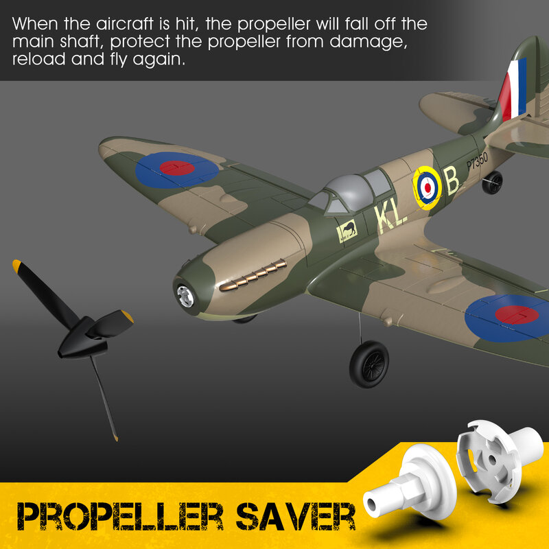 Spitfire-avión de guerra de 4 canales para principiantes, RTF con estabilizador Xpilot, aeroplano de una tecla, juguetes para exteriores para niños