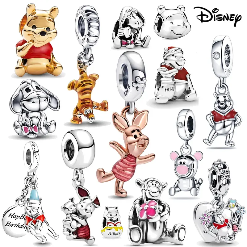 Aoger Disney 925 Sterling Silber Winnie the Pooh Bär Charm Halter passen Original Pandora Armband für Frauen Schmuck machen Geschenk
