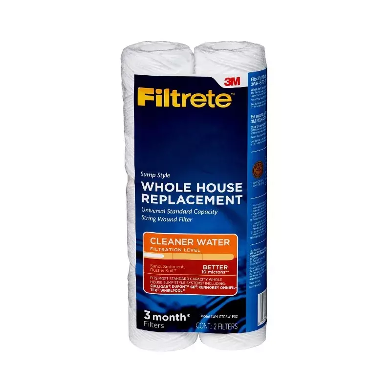 Filtrete filtro de agua de repuesto de cuerda enrollada para toda la casa, capacidad estándar, 3WH-STDSW-F02, paquete de 2, para uso con sistema 3WH-STD-S01